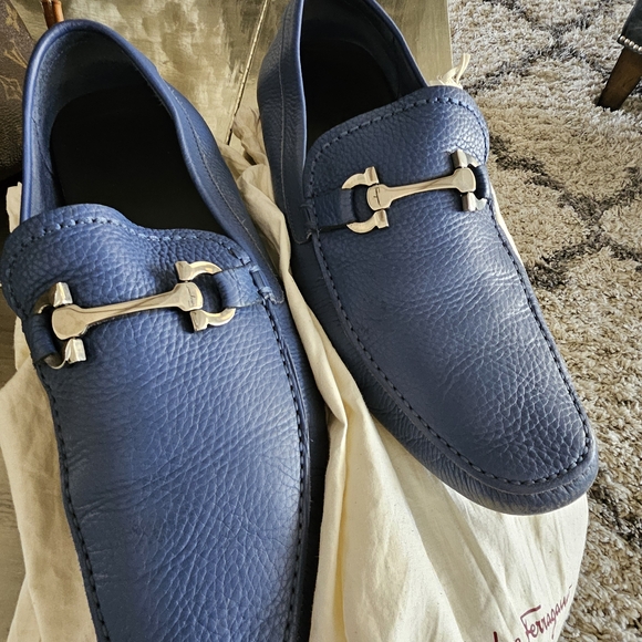 Salvatore Ferragamo Other - Salvatore Ferragamo Blue Leather Slip-On Loafers